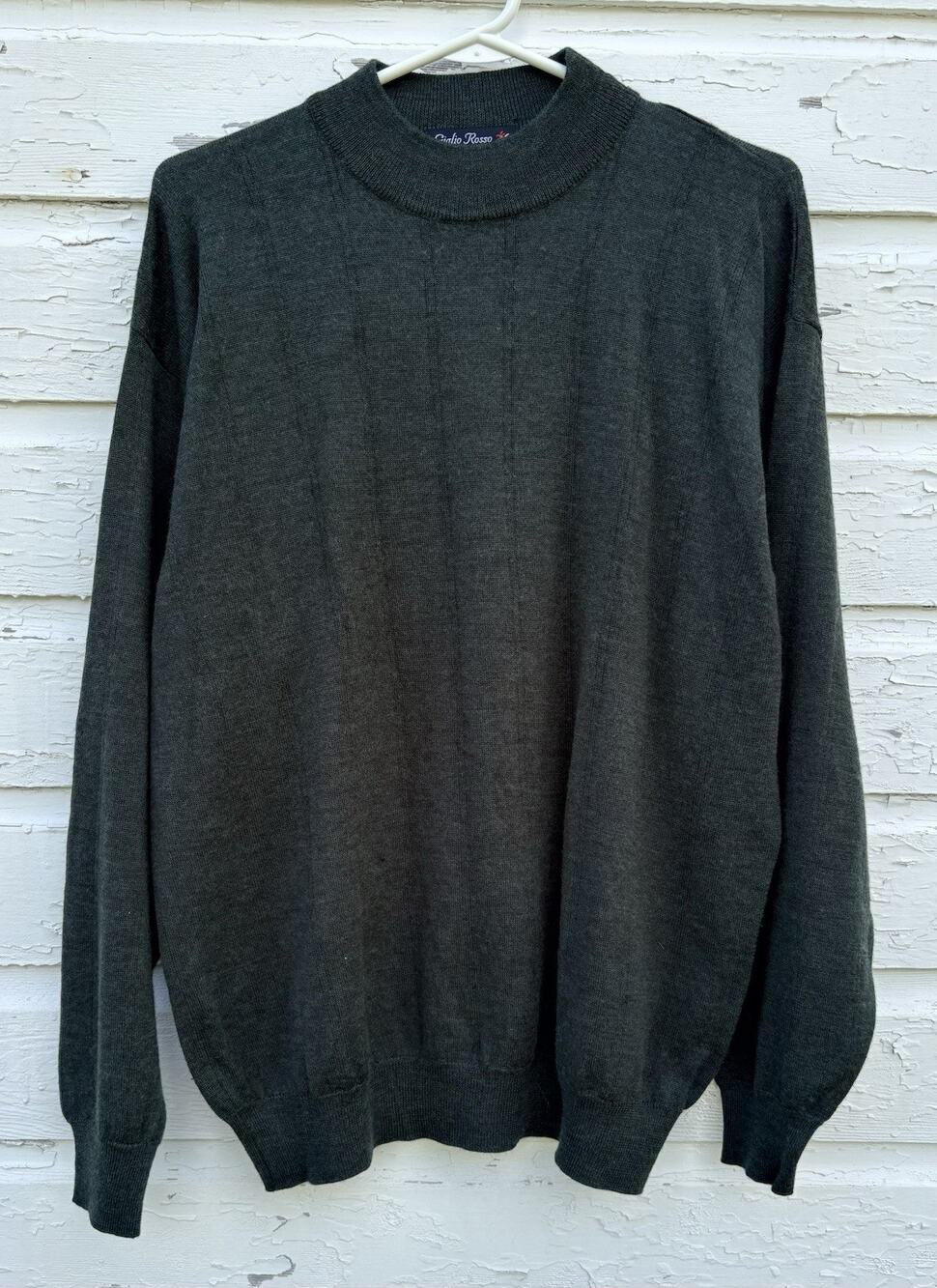 Giglio Rosso Sweater Mens L Wool Acrylic Italy Mock Neck Fine Gauge